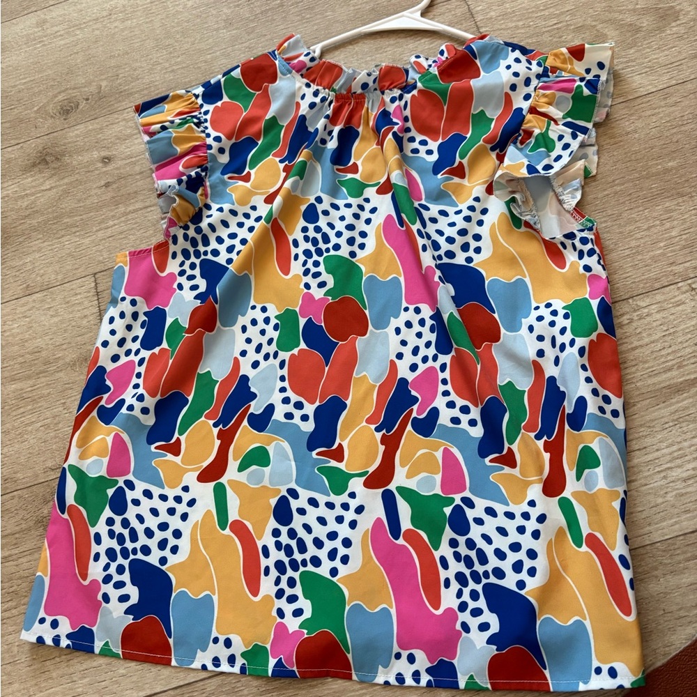 Colorful Ruffle Sleeve Top